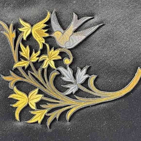 1960s Handmade Minaudiere Box Purse Compact with Metal Flowers & Birds - Vintage - Picture 7 of 9